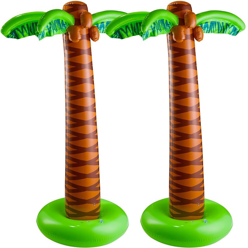 Kicko Inflatable Palm Tree, Pack of 2-66-Inch Giant Tropical Inflatable Trees - Hawaiian Party Decorations, Beach Luau, or Pool Decor - Fun Palm Tree Props for Birthday Parties and Outdoor Events - Image 1